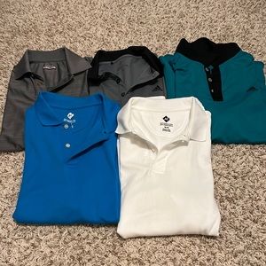 5 EUC size M Men’s polo shirts (2-Adidas; 2 - Member’s Mark and 1-Kirkland Sign)